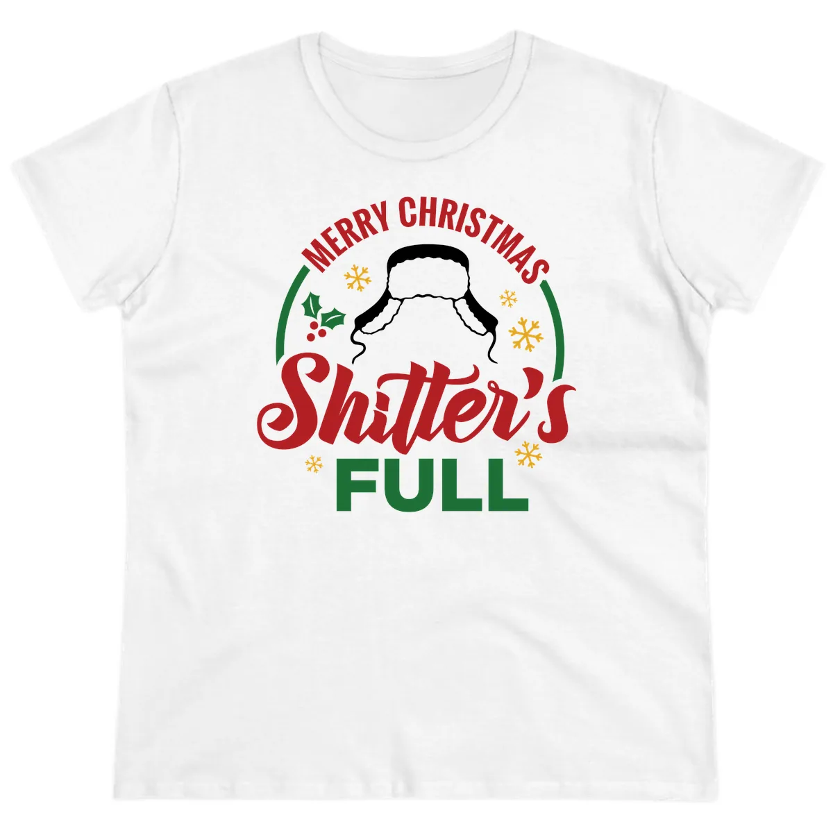 Christmas Shitter's Full Graphic Ladies Tee in White